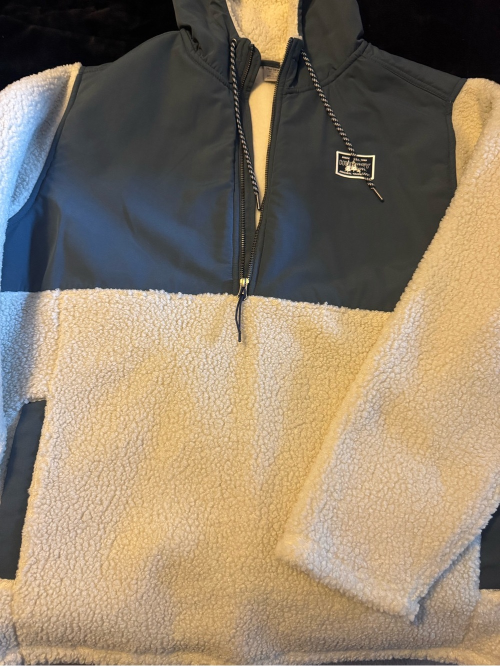 Hurley Cream Sherpa Pullover with Dark Trim